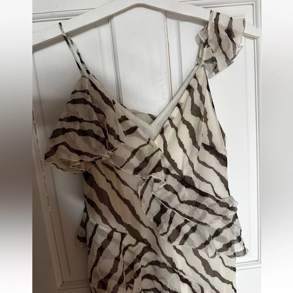 Future Collective Zebra Print One Shoulder Ruffle Maxi Dress L - Picture 9 of 10